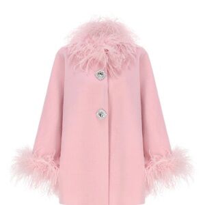 Nana Jacqueline Blush Coat with Feather Accents